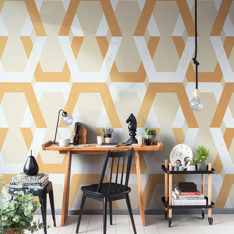 Stain-Resistant Hexagon Wallpaper Roll 33'L x 20.5