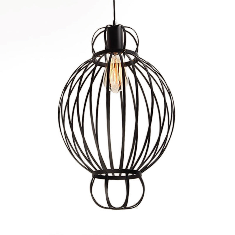 Black Wire Cage Pendant Lamp Vintage Industrial Metal 1 Light Restaurant Hanging Light Fixture with Lantern Design Black Clearhalo 'Art Deco Pendants' 'Black' 'Cast Iron' 'Ceiling Lights' 'Ceramic' 'Crystal' 'Industrial Pendants' 'Industrial' 'Metal' 'Middle Century Pendants' 'Pendant Lights' 'Pendants' 'Rustic Pendants' 'Tiffany' Lighting' 104199