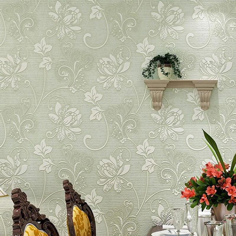 Entwined Leaves and Blossoms Wallpaper Bedroom Decorative Wall Covering in Soft Color, 20.5