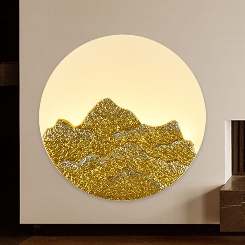 Resin Lotus/Mountain-Moon Mural Light Chinese White LED Wall Mounted Lamp for Guest Room Clearhalo 'Wall Lamps & Sconces' 'Wall Lights' Lighting' 1047107