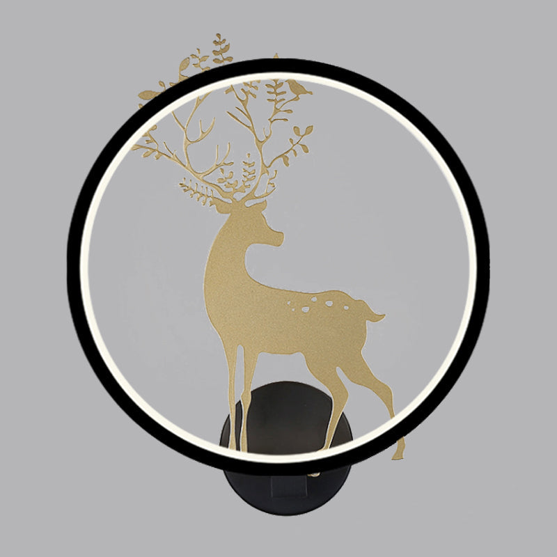 Gold Deer Decorative Wall Lamp Nordic LED Aluminum Mural Light Fixture with Black/White Glowing Hook Clearhalo 'Wall Lamps & Sconces' 'Wall Lights' Lighting' 1047116