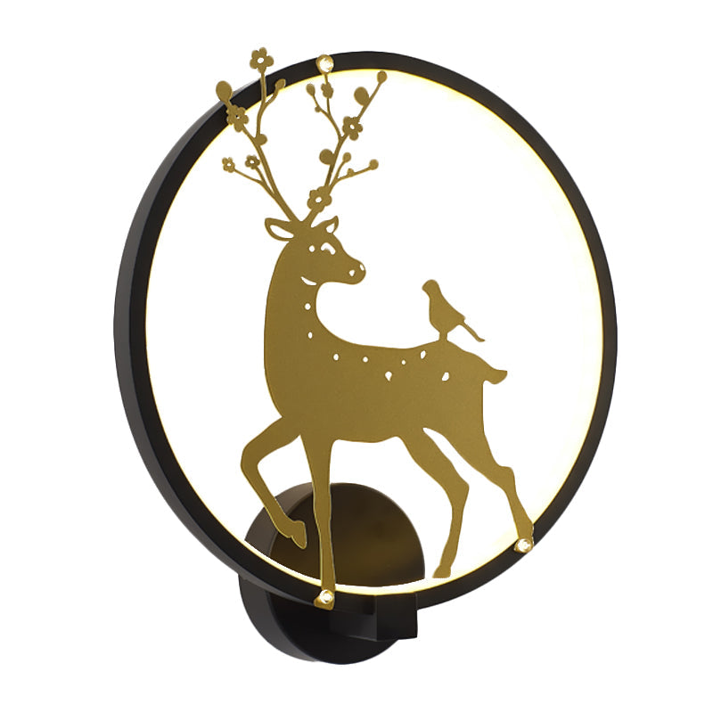 Sika Deer/Elephant Aluminum Mural Lamp Modernist Black-Gold LED Wall Mount Light for Parlor Clearhalo 'Wall Lamps & Sconces' 'Wall Lights' Lighting' 1047123