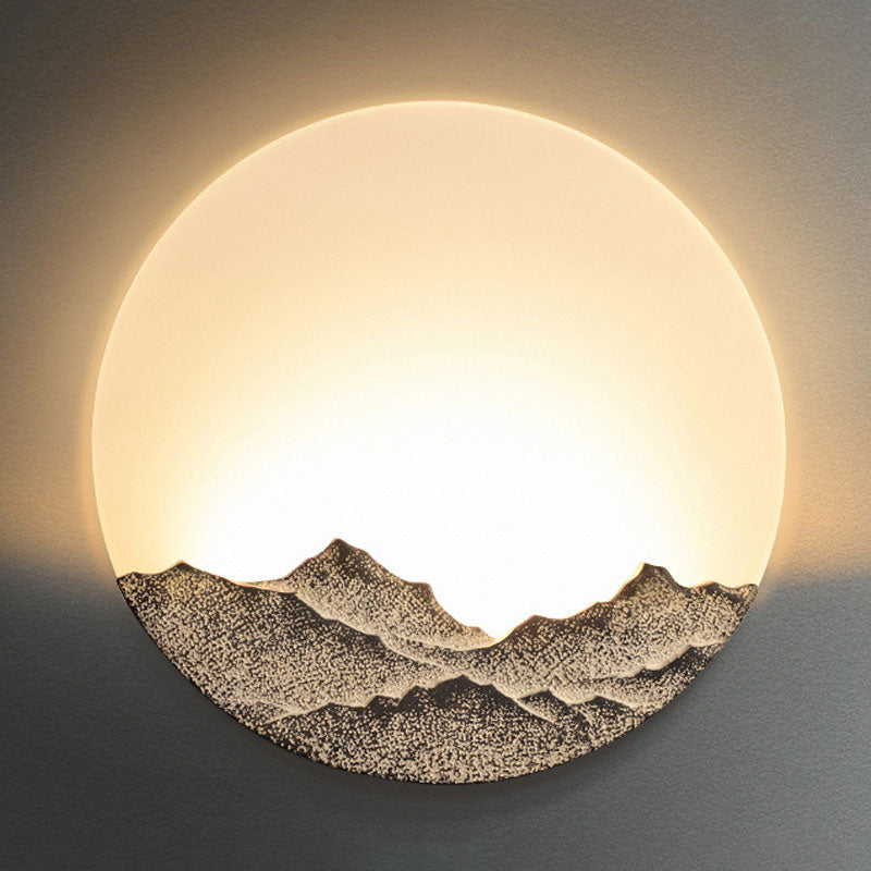 Moon Shaped Acrylic Mural Lighting Nordic Blue/Brown LED Wall Mount Lamp with Mountain Design Clearhalo 'Wall Lamps & Sconces' 'Wall Lights' Lighting' 1047484