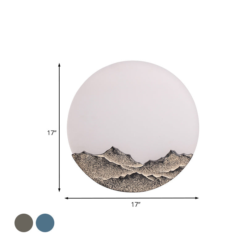 Moon Shaped Acrylic Mural Lighting Nordic Blue/Brown LED Wall Mount Lamp with Mountain Design Clearhalo 'Wall Lamps & Sconces' 'Wall Lights' Lighting' 1047485