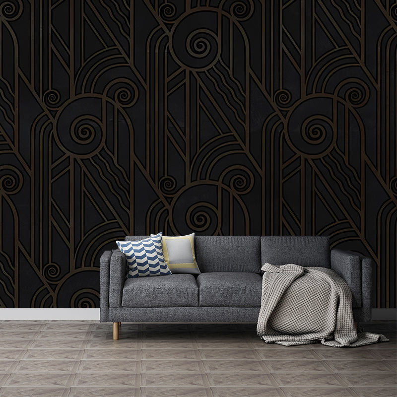 Extra Large Photo Geometries Mural Wallpaper for Home Decoration in Black, Made to Measure Clearhalo 'Wall Decor' 'Wall Mural' 1048097