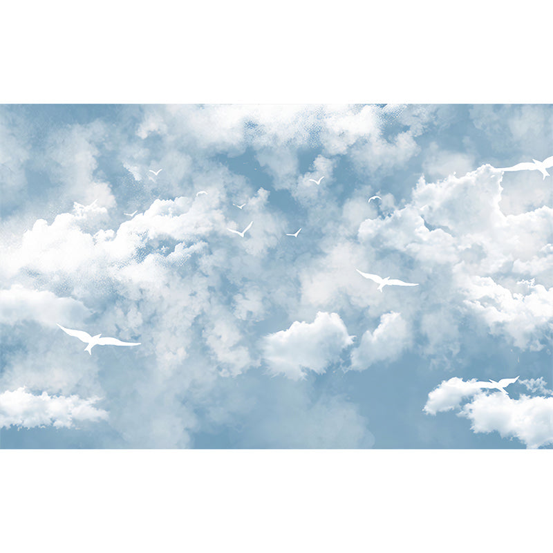 Simplicity Sky and Cloud Mural Wallpaper for Guest Room Decor, Pastel Blue, Made to Measure Clearhalo 'Wall Decor' 'Wall Mural' 1048147