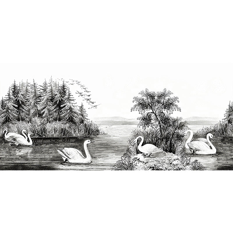 Soft Grey Contemporary Wall Mural Extra Large Wild Goose Wall Art for Accent Wall Clearhalo 'Wall Decor' 'Wall Mural' 1048291