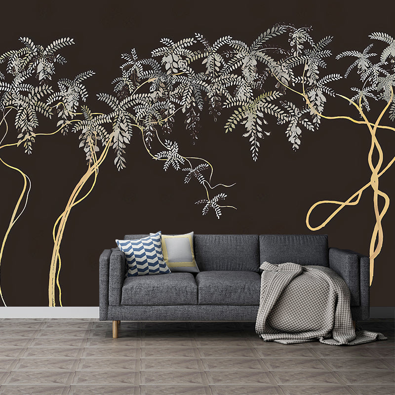 Entwined Trees Wall Mural Decal for Accent Wall, Natural Color, Personalized Size Available Clearhalo 'Wall Decor' 'Wall Mural' 1048310