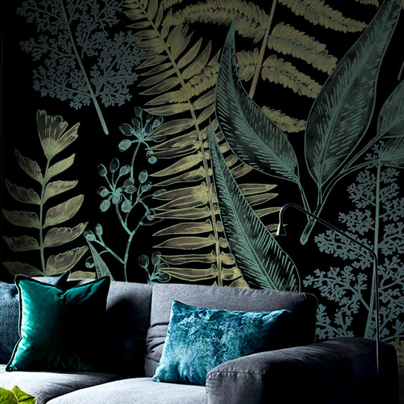 Simplicity Tropical Leaves Wall Covering Guest Room Wall Mural Decal, Made to Measure Clearhalo 'Wall Decor' 'Wall Mural' 1048329