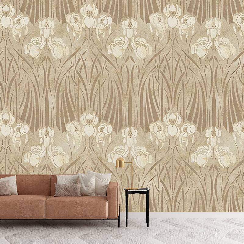 Whole Blossoms Wall Mural for Bedroom Decoration in Beige for Bedroom Decor, Made to Measure Beige Clearhalo 'Wall Decor' 'Wall Mural' 1048354