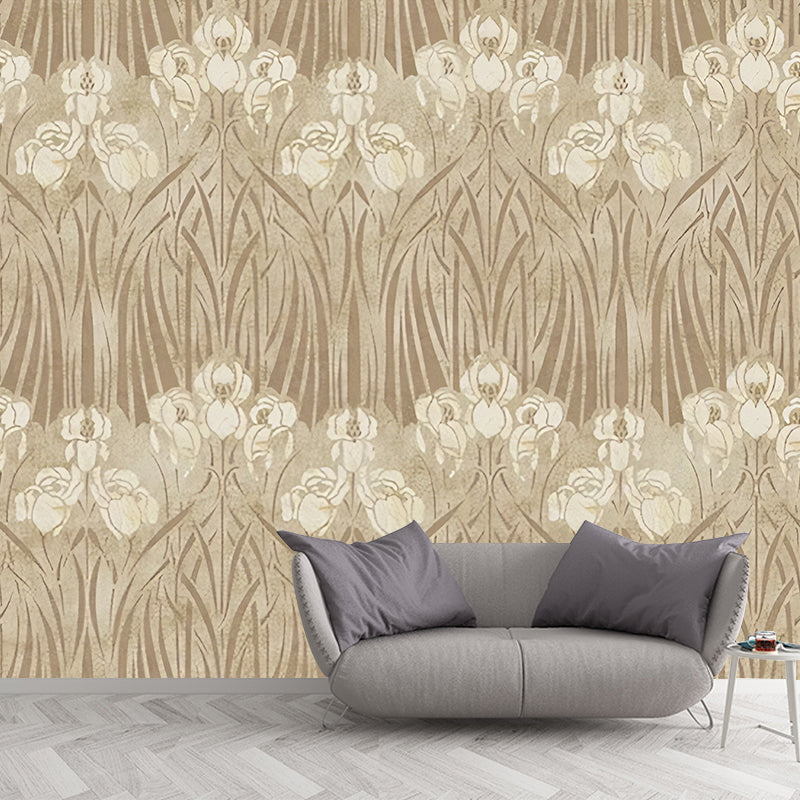 Whole Blossoms Wall Mural for Bedroom Decoration in Beige for Bedroom Decor, Made to Measure Clearhalo 'Wall Decor' 'Wall Mural' 1048355