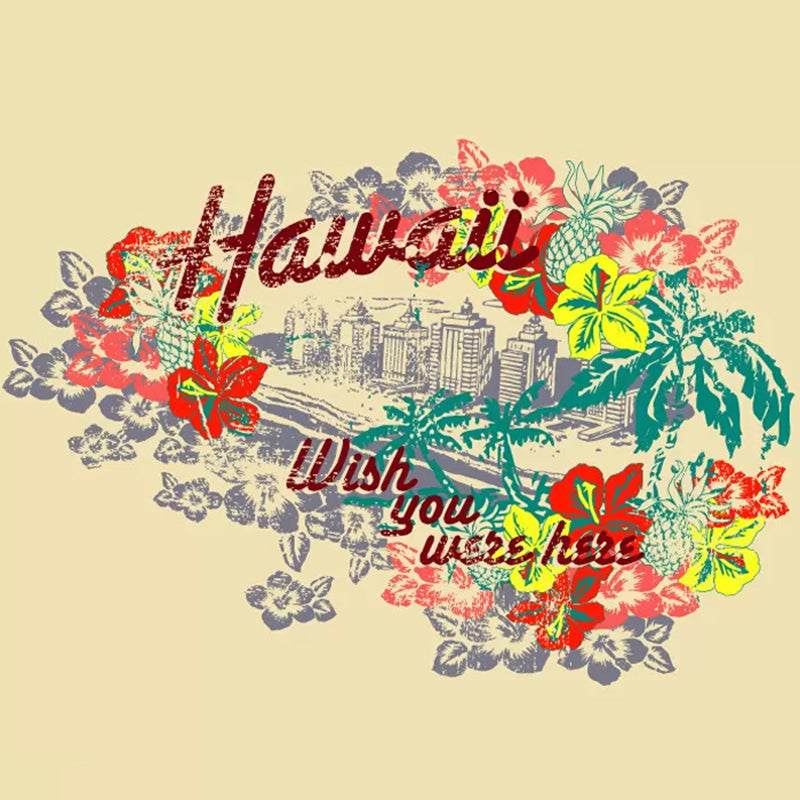 Decorative Hawaii and Blossom Mural Custom-Printed Minimalist Wall Covering for Accent Wall Clearhalo 'Wall Decor' 'Wall Mural' 1048496