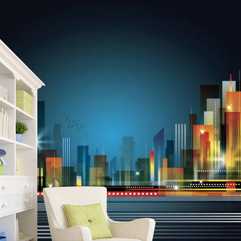 City Skyscrapers Mural Wallpaper for Meeting Room Natural Scene Wall Art, Made to Measure Clearhalo 'Wall Decor' 'Wall Mural' 1048500