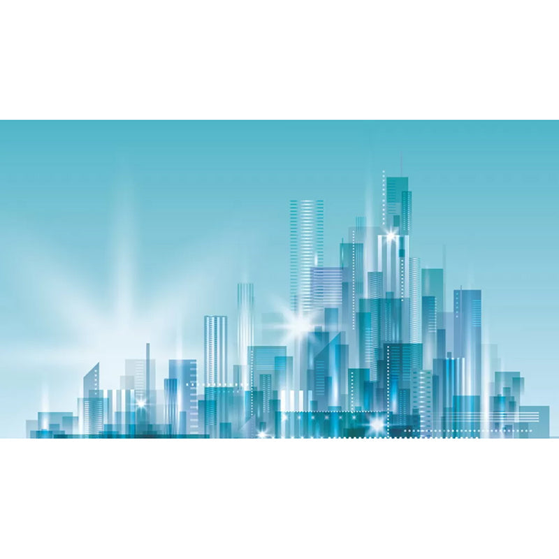 Simplicity Metropolis Wall Covering in Blue Meeting Room Decorative Wall Mural, Personalized Size Available Clearhalo 'Wall Decor' 'Wall Mural' 1048519