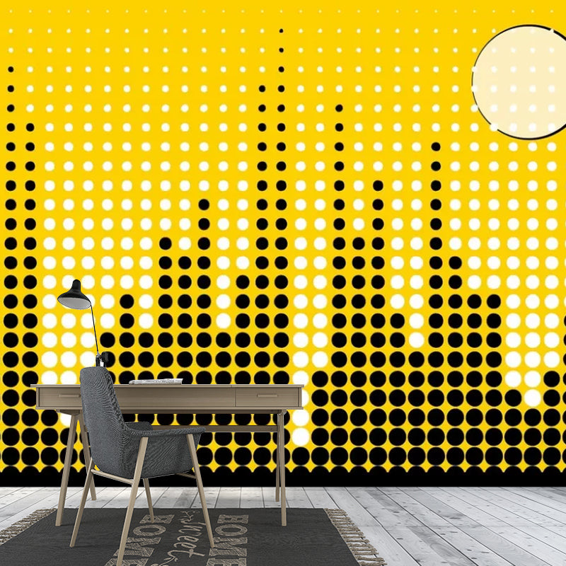 City Scenery Wall Mural Decal for Coffee Shop Decoration Nordic Wall Covering in Black and Yellow, Custom-Printed Black-Yellow Clearhalo 'Wall Decor' 'Wall Mural' 1048578