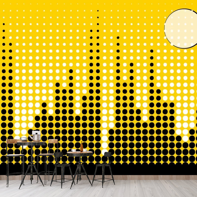 City Scenery Wall Mural Decal for Coffee Shop Decoration Nordic Wall Covering in Black and Yellow, Custom-Printed Clearhalo 'Wall Decor' 'Wall Mural' 1048579