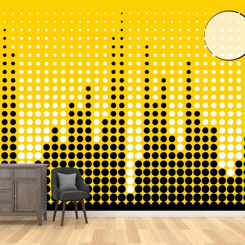 City Scenery Wall Mural Decal for Coffee Shop Decoration Nordic Wall Covering in Black and Yellow, Custom-Printed Clearhalo 'Wall Decor' 'Wall Mural' 1048580