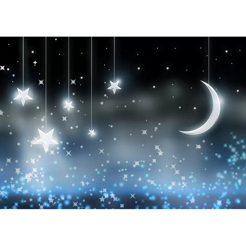 Decorative Stars and Moon Mural Non-Woven Fabric Simplicity Wall Art for Children's Bedroom Clearhalo 'Wall Decor' 'Wall Mural' 1048645