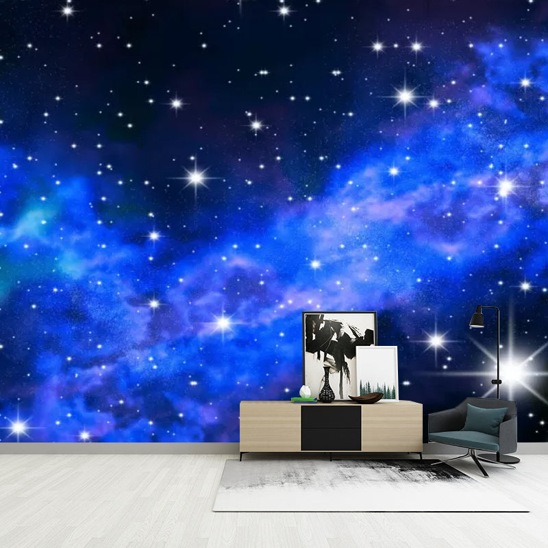 Whole Galaxy Mural Wallpaper for Home Decoration Stars Wall Art in Blue, Moisture-Resistant Blue Clearhalo 'Wall Decor' 'Wall Mural' 1048685