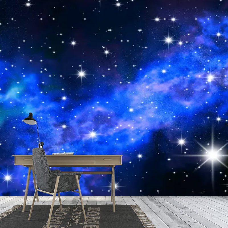 Whole Galaxy Mural Wallpaper for Home Decoration Stars Wall Art in Blue, Moisture-Resistant Clearhalo 'Wall Decor' 'Wall Mural' 1048686