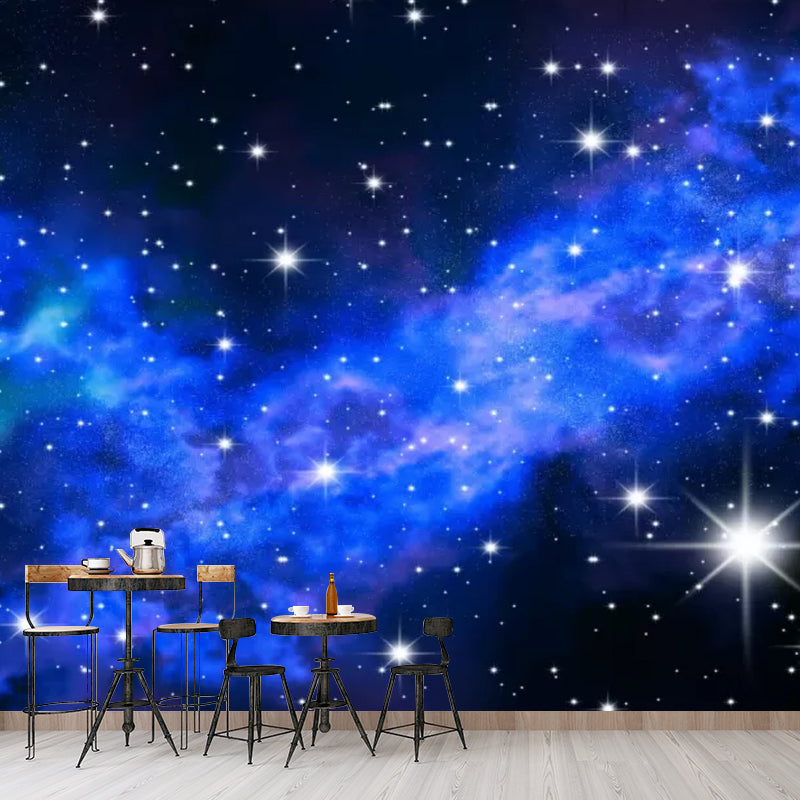 Whole Galaxy Mural Wallpaper for Home Decoration Stars Wall Art in Blue, Moisture-Resistant Clearhalo 'Wall Decor' 'Wall Mural' 1048687