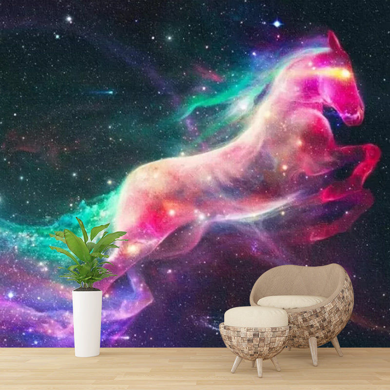 Custom Photography Simple Mural Wallpaper for Living Room Decor with Nebula Design in Red and Green Clearhalo 'Wall Decor' 'Wall Mural' 1048691