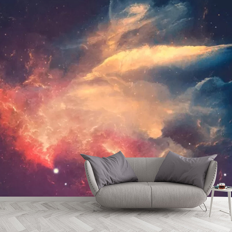 Extra Large Minimalist Wall Mural in Orange and Blue Nebula Wall Art, Custom-Printed Clearhalo 'Wall Decor' 'Wall Mural' 1048706