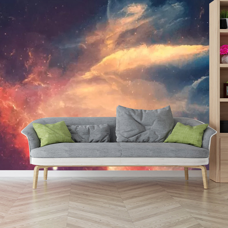 Extra Large Minimalist Wall Mural in Orange and Blue Nebula Wall Art, Custom-Printed Clearhalo 'Wall Decor' 'Wall Mural' 1048707