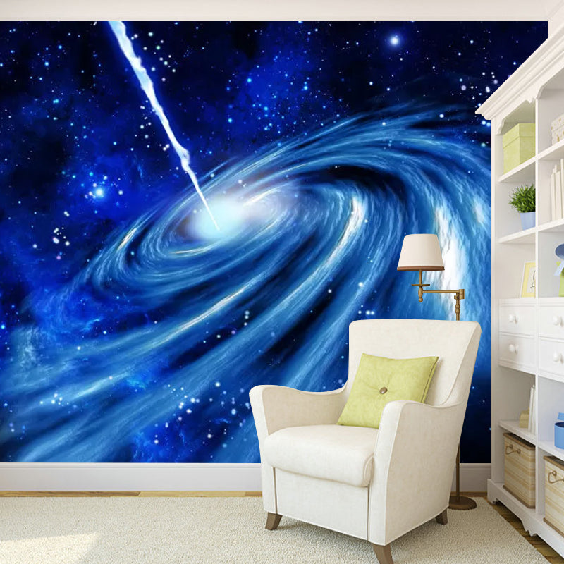 Enormous Outer Space Mural Wallpaper in Blue Non-Woven Fabric Wall Covering for Living Room, Custom-Printed Clearhalo 'Wall Decor' 'Wall Mural' 1048736