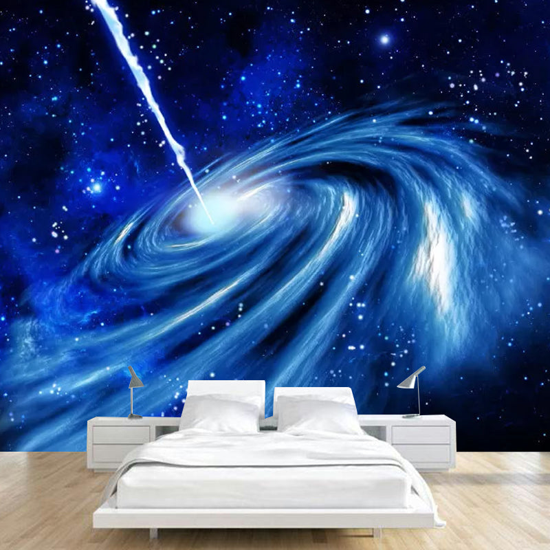 Enormous Outer Space Mural Wallpaper in Blue Non-Woven Fabric Wall Covering for Living Room, Custom-Printed Clearhalo 'Wall Decor' 'Wall Mural' 1048737