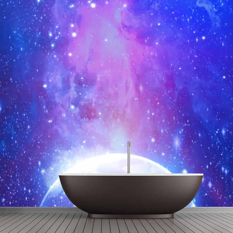 Photography Nebula and Planet Mural Full Size Wall Covering for Accent Wall, Personalized Size Available Clearhalo 'Wall Decor' 'Wall Mural' 1048756