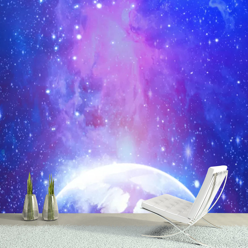 Photography Nebula and Planet Mural Full Size Wall Covering for Accent Wall, Personalized Size Available Clearhalo 'Wall Decor' 'Wall Mural' 1048757