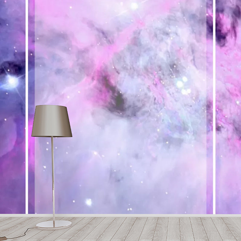 Modernism Nebula Wall Mural Decal for Accent Wall, Custom-Made Wall Decor in Purple Purple Clearhalo 'Wall Decor' 'Wall Mural' 1048760