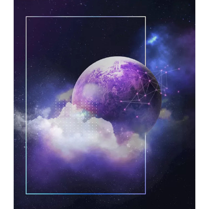 Full Photography Simple Wall Mural for Home Decoration with Planet Design in Purple Clearhalo 'Wall Decor' 'Wall Mural' 1048773