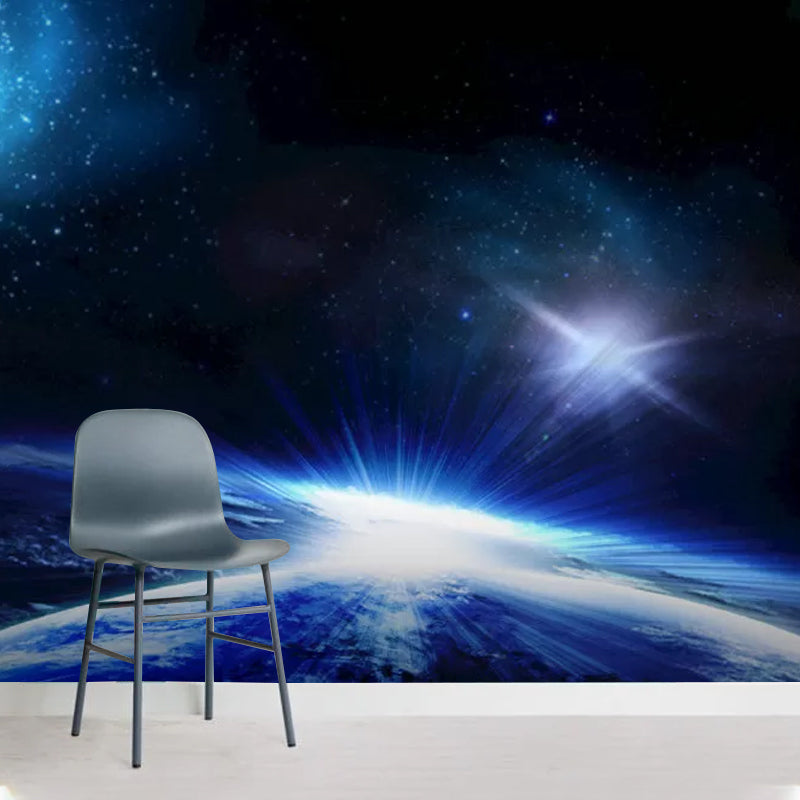 Full Nordic Wall Mural Decal in Blue Deep Space Wall Covering for Ceiling Decoration Blue Clearhalo 'Wall Decor' 'Wall Mural' 1048785