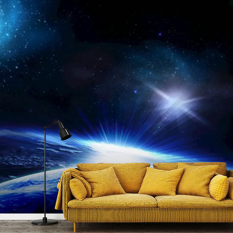 Full Nordic Wall Mural Decal in Blue Deep Space Wall Covering for Ceiling Decoration Clearhalo 'Wall Decor' 'Wall Mural' 1048786