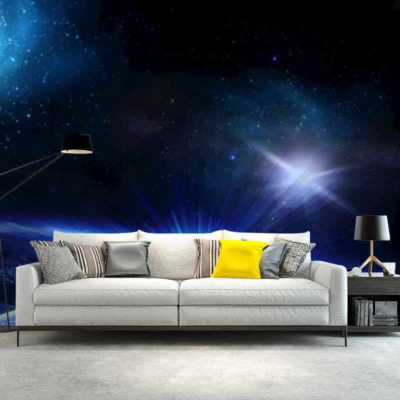 Full Nordic Wall Mural Decal in Blue Deep Space Wall Covering for Ceiling Decoration Clearhalo 'Wall Decor' 'Wall Mural' 1048787