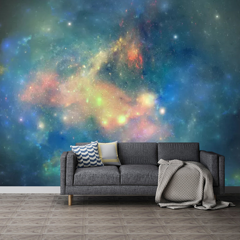 Enormous Minimalist Wall Mural in Aqua Nebula Wall Covering, Personalized Size Available Aqua Clearhalo 'Wall Decor' 'Wall Mural' 1048794