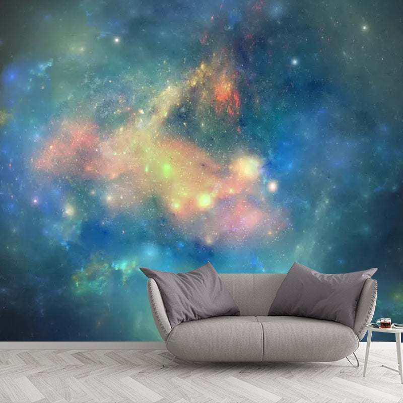 Enormous Minimalist Wall Mural in Aqua Nebula Wall Covering, Personalized Size Available Clearhalo 'Wall Decor' 'Wall Mural' 1048795