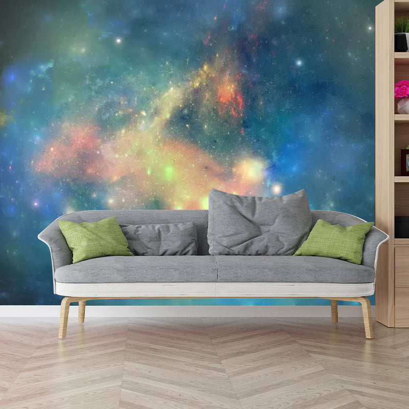 Enormous Minimalist Wall Mural in Aqua Nebula Wall Covering, Personalized Size Available Clearhalo 'Wall Decor' 'Wall Mural' 1048796