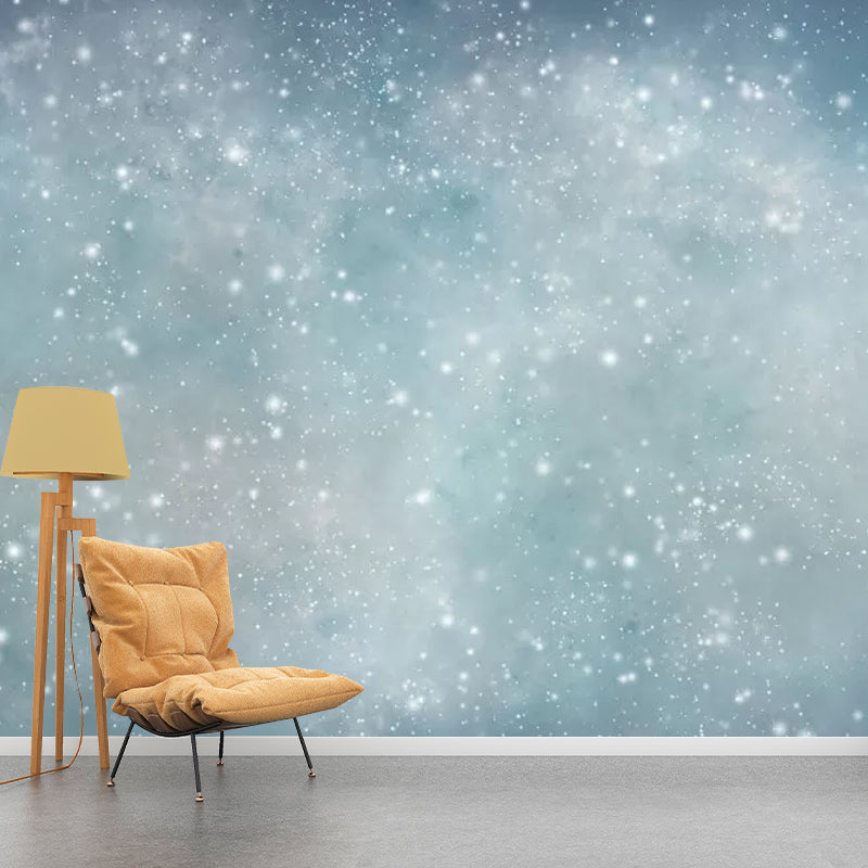 Blue Contemporary Mural Wallpaper Customized Size Stars Wall Art for Living Room Decoration Clearhalo 'Wall Decor' 'Wall Mural' 1048800