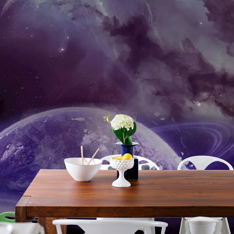 Modern Deep Space Mural Wallpaper for Ceiling, Custom-Made Wall Decor in Soft Purple Clearhalo 'Wall Decor' 'Wall Mural' 1048838