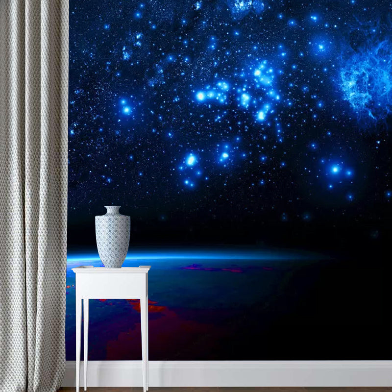 Big Outer Space Wall Mural for Accent Wall Nebula Wall Art in Blue, Stain-Resistant Clearhalo 'Wall Decor' 'Wall Mural' 1048844