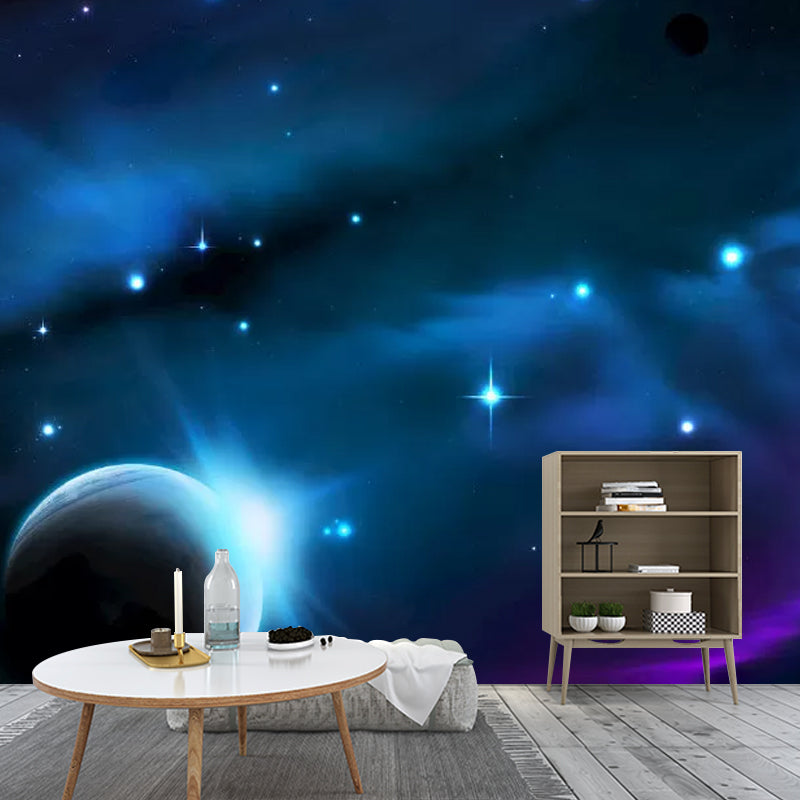 Large Contemporary Wall Mural Decal in Blue and Purple Outer Space Wall Art, Made to Measure Blue-Purple Clearhalo 'Wall Decor' 'Wall Mural' 1048871