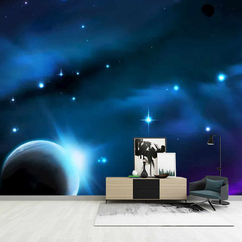 Large Contemporary Wall Mural Decal in Blue and Purple Outer Space Wall Art, Made to Measure Clearhalo 'Wall Decor' 'Wall Mural' 1048872