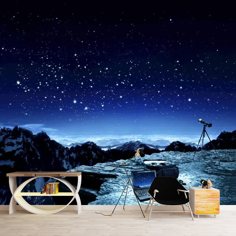 Water-Resistant Galaxy and Mountain Mural Custom-Made Contemporary Wall Covering for Home Decoration Clearhalo 'Wall Decor' 'Wall Mural' 1048887