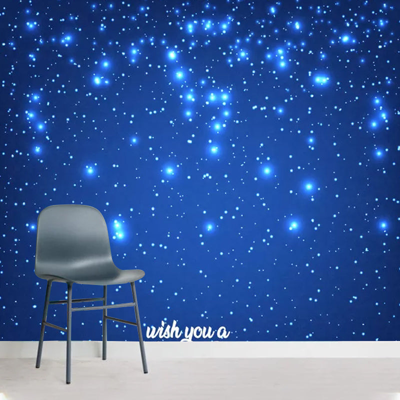 Luminous Galaxy Wall Mural Decal Bedroom Decorative Nordic Wall Covering in Blue, Made to Measure Blue Clearhalo 'Wall Decor' 'Wall Mural' 1048890