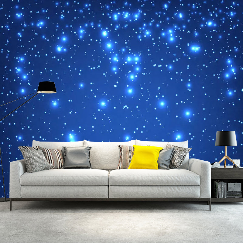 Luminous Galaxy Wall Mural Decal Bedroom Decorative Nordic Wall Covering in Blue, Made to Measure Clearhalo 'Wall Decor' 'Wall Mural' 1048891