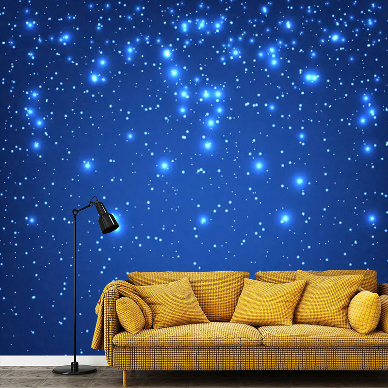 Luminous Galaxy Wall Mural Decal Bedroom Decorative Nordic Wall Covering in Blue, Made to Measure Clearhalo 'Wall Decor' 'Wall Mural' 1048892