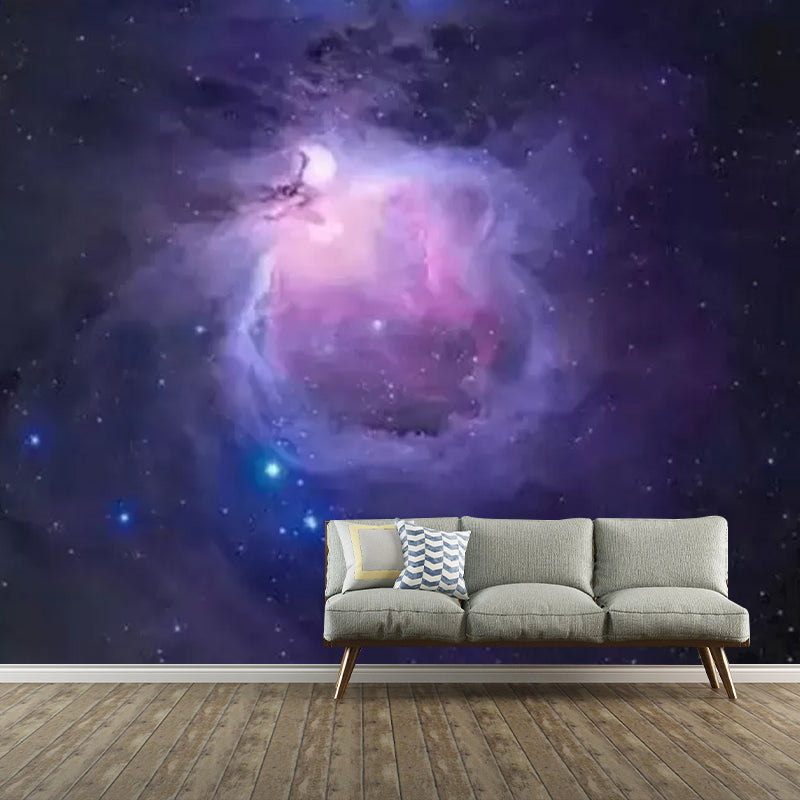 Full Size Planet Mural Wallpaper in Purple Non-Woven Fabric Wall Art for Home Decor, Custom-Made Purple Clearhalo 'Wall Decor' 'Wall Mural' 1048900